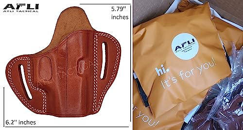 Leather Owb Holster For Glock 43-42 - Handmade Ccw Concealed Carry Belt Gun Holster - Pancake Firearms Holder - Open Top Outside Waist Pistol Holder - For G43 G43X G42 Ruger Sr22 Lc9S Taurus Gx4 #TOP5