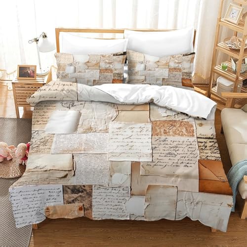 Linge de lit vintage 200x200 cm en microfibre avec 2 taies d'oreiller - 3