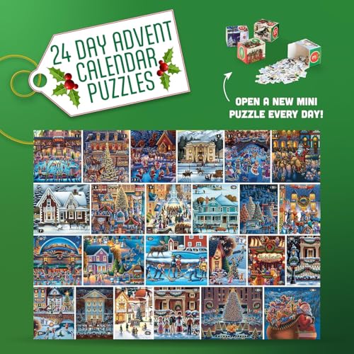 Buffalo Games - Charles Wysocki - Puzzle Calendario de Adviento 24 Días de Navidad - 24 Mini Puzzles para Abrir miniatura 3