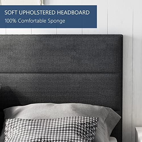 Molblly Queen Bed Frame Upholstered Platform with Headboard and Strong