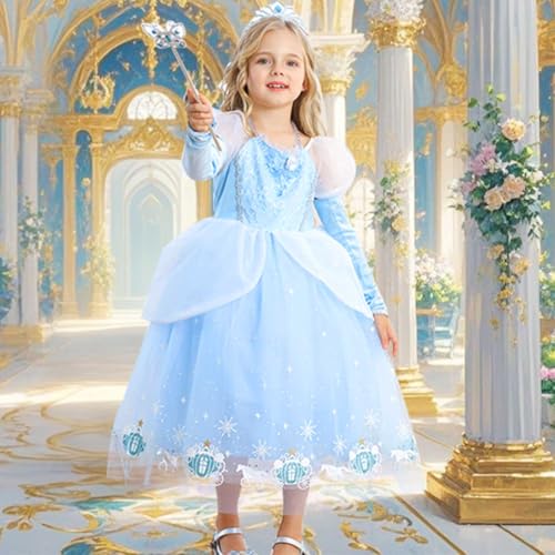 Disfraz princesa azul para niñas 5-6 años miniatura 2
