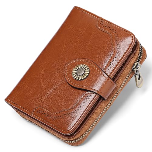 SENDEFN Portemonnaie Damen Klein, RFID-Blockierung Klein Geldbörse Damen aus Leder, Geldbeutel mit 12 Kartenfächer und Münzfach