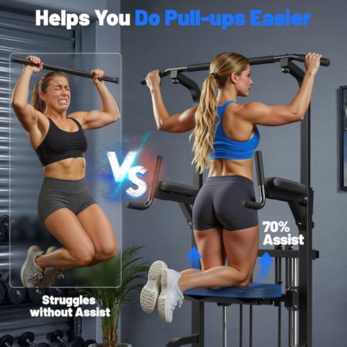 Image of Sportsroyals Power Tower Pull Up Bar Station, 450LBS Stable Pull Up Dip Station for Home Gym Strength Training Equipment | FED Fitness