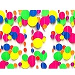 120feet UV Round Dot Paper Neon Garland Neon Streamers Decorations UV Reactive Black Light Party Favors Glow in The Dark Party Supplies for Wedding Birthday Garlands - Image 5