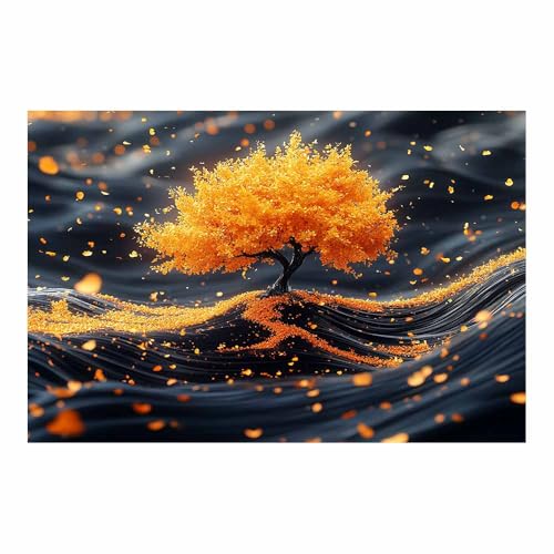 Impression sur toile arbre jaune moderne pour decoration murale de salon et chambre 70x100cm