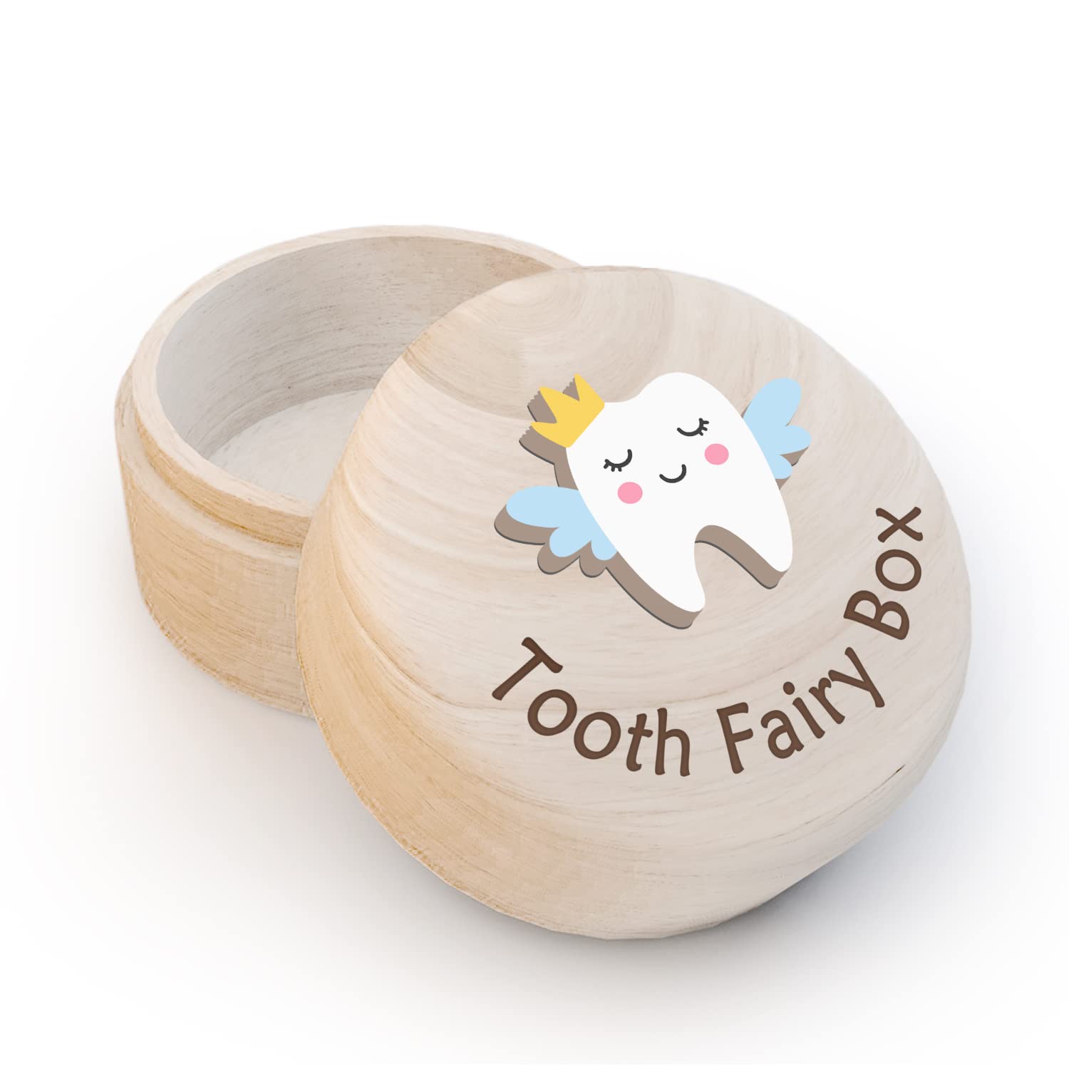 Azbuk Caja de hada de los dientes para niñas, bonita caja de madera tallada con dientes 3D, almacena dientes perdidos para niños, caja de almacenamiento de recuerdo de dientes caídos, regalo para niña