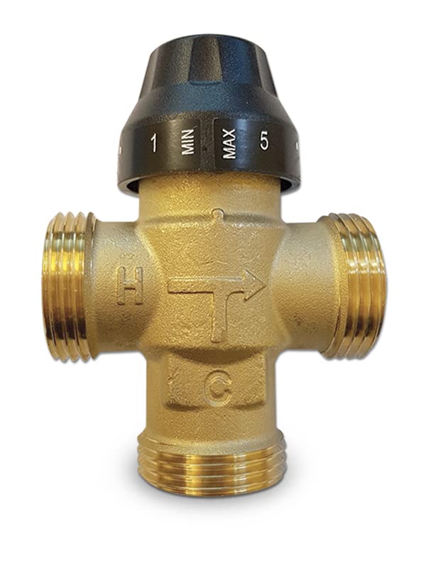 Miscelatore termostatico antiscottatura per piccole utenze, 1" M a tenuta piana, campo di regolazione: 30-65 °C
