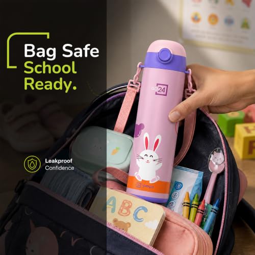 Image of Stainless Steel Bottle for Kids Girls Pixy Baby Pink - Rabbit
