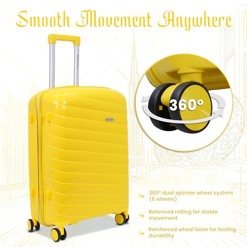 Image of Sarjah Polypropylene Suitcase Trolley Bag | Durable Hard Shell | TSA-Type Lock, 360 Dual Spinner Wheels, Aviation-Grade Telescopic Handle, Matte-Gloss Finish