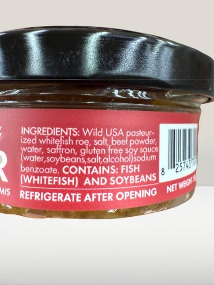 Premium Saffron Whitefish Caviar – Kosher, Wild-Caught, Ready to Eat – 1.76 oz Glass Jars (Pack of 3)
