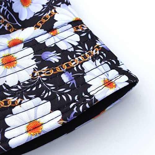 Daisy Flower Printed Bucket Hat Unisex Summer Beach Sun Hat Double-Side-Wear Reversible Bucket Hat For Women Men Reversible Outdoor Protetction #TOP4