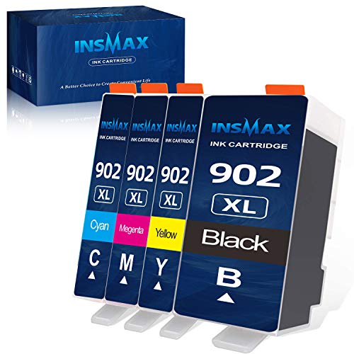 INSMAX 902XL Compatible Ink Cartridges Replacement for HP 902XL 902 XL Ink Cartridge with Upgraded Chip Use for OfficeJet Pro 6978 6968 6962 6958 6954 6950 6951 6960 6970 6975 (1BK & 1C/M/Y, 4 Pack)