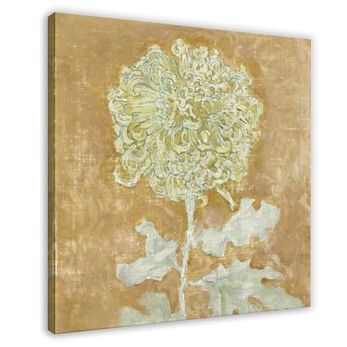 Style rustique Piet Mondrian chrysanthème toile carrée de 50 cm