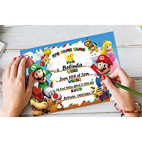 Phoenix Party Mario Invitations Cards Envelope Party Supplies Birthday Card - 20 Set #TOP3