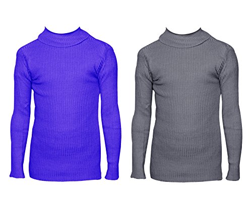 Image of indi weaves Boys Wollen Warm High Neck Full Sleeves T-Shirt /Inner /Skivvy for Winter (Pack of 2) Blue /Gray 6-7 Years 10110-0513-IW-P2-26