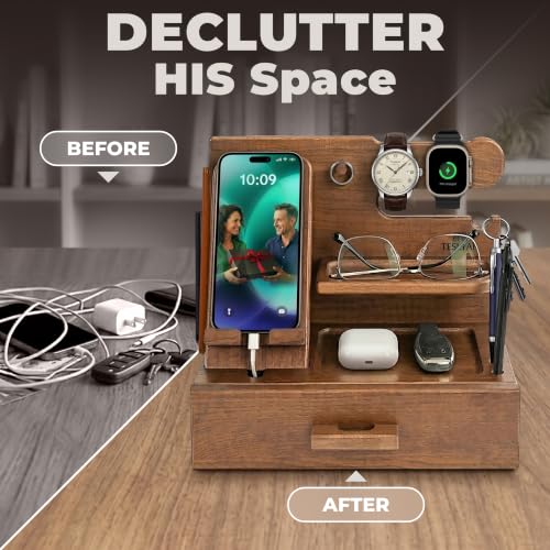 Table de nuit épurée grâce à cet élégant support de téléphone en bois