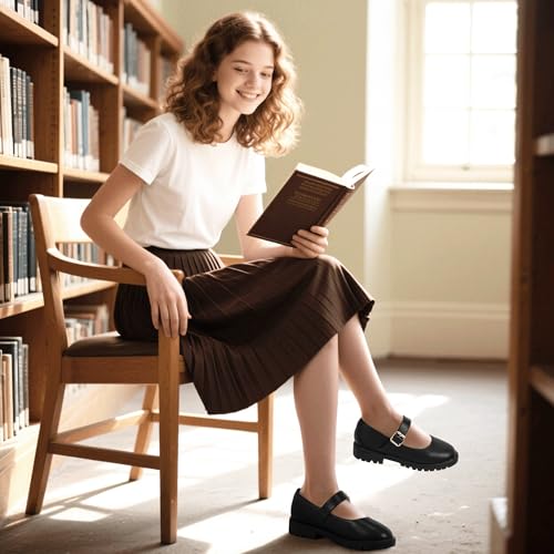 Hehainom Girls Mary Jane Dress Shoes School Uniform Shoes Little Big Kids Round Toe Platform Flats2