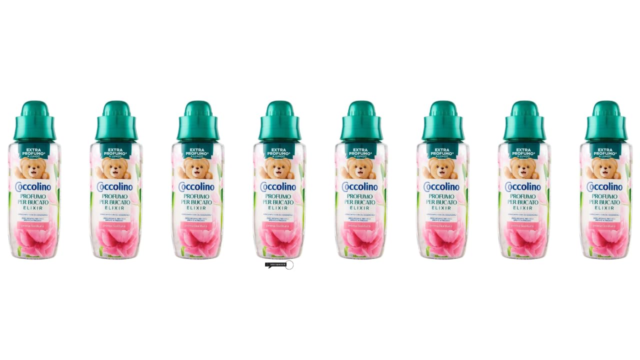 8x Coccolino Profumo per Bucato Elixir Prima Fioritura, Flüssiges Wäscheparfüm, mit ätherischen Ölen, 342 ml,+ Italy Shop Service Kostenloser Schlüsselanhänger