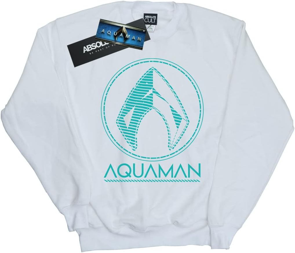 DC Comics Boys Aquaman Aqua Logo Sweatshirt White 5-6 Years