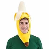 Vaulted Skulls & Co Banana Hat | Banana Shaped Headpiece | Bananas Costume Hat | Novelty Fruit Costume | Plush Bananas Hats | Funny Fruit Hats | Yellow | 24.5