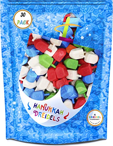 The-Dreidel-Company-Hanukkah-Dreidels-Multicolor-Plastic-Chanuka-Dreidels-with-English-Transliteration-Includes-Dreidel-Game-Instruction-Cards-30-Pack
