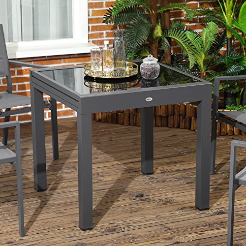 Outsunny Extending Garden Table With Aluminium Frame And Tempered Glass Top - Image 7