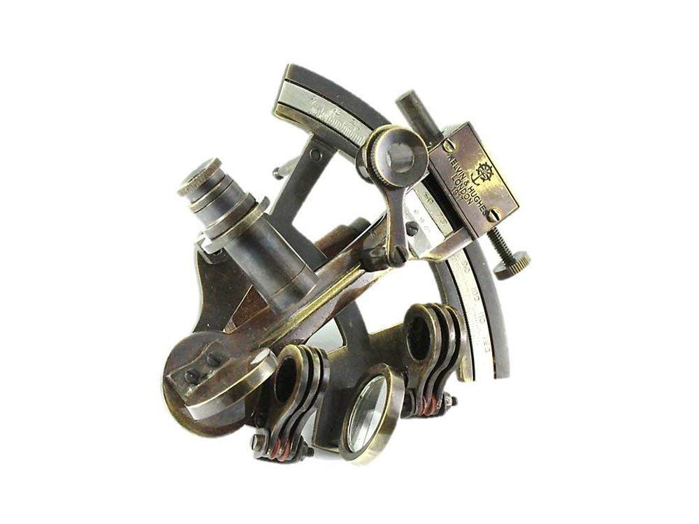 Nautical Replica Hub Antique Brass Pocket Sextant London Solid Brass Sextant Marine Gift Astrolabe, 12x11x6cm - Image 4