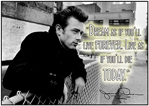 James Dean Motivational Quote Poster Inspirational Posters Hollywood Vinyl Picture Merchandise Tapestry Photographs Legendary Greatest Denim Icon Rebel Iconic Vintage Wall Art Decor Autographed P106 #TOP27