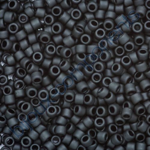 100 g TOHO Round Seed Beads Rocailles, Size 8/0, Opaque Frosted Jet (# 49F), Japan, Glass โ image 1