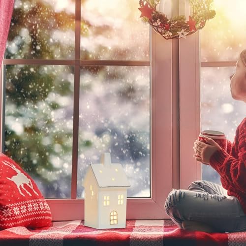 Besreey Casas de Aldeia de Natal em Cerâmica,Casas de Aldeia de Natal em Cerâmica Branca - Casas de