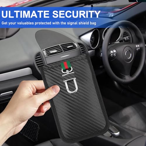 BOODPET Faraday-Box zum Schutz vor Keyless Entry – Hochwertige RFID-Signalabschirmungshülle aus Leder mit 2 Faraday-Beuteln (braun)