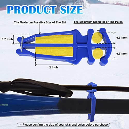 Cross Country Skis And Poles Holder 2 Pieces Universal Nordic Ski Pole Carrier Clips Ski Accessories For Carrying Ski Gear And Easy Storage, With Metal Buckle Design (Blue, 2 Pcs) #TOP5