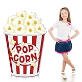 4 Feet Carnival Circus Decoration Popcorn Box Cardboard Cutout Standup Large Striped Red & White Popcorn...