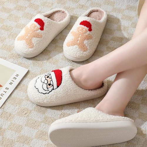Christmas reindeer slippers, men and women, plush and warm Santa slippers, plush home slippers (various styles)2