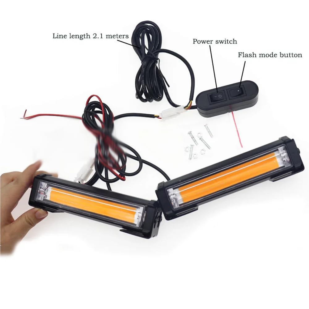 2 Pz Auto Griglia Anteriore Stroboscopica Lightbar 12V 24V Camion dei Vigili del Fuoco Luci di Emergenza Lampeggiante Luci di Avvertimento per Camion dei Vigili del Fuoco Polizia Flash Light,Rosso
