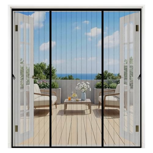 Mosquitera Puerta,190x212cm Mosquitera Puerta Magnetica Corredera Grandes,Doble Apertura Lateral,Automáticamente,Sin Necesidad de Taladrar,Contra Respirable,para Puertas Exteriores Balconera Terrazas