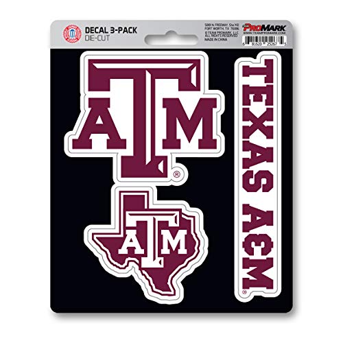 FANMATS NCAA Texas A&M University 3 Piece Decal Set, One Size, Maroon (61059)