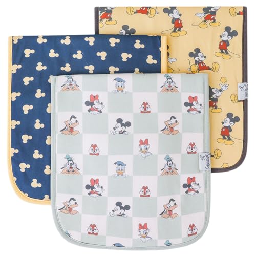 Image of Copper Pearl Baby Burp Cloth Large 21''x10'' Size Premium Absorbent Triple Layer 3-Pack Gift Set Mickey Mouse & Friends