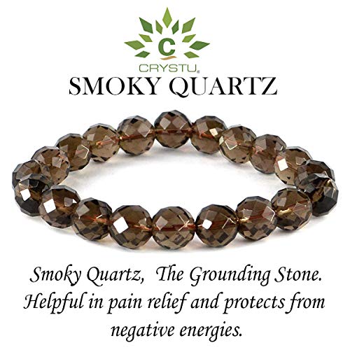 Image of Certified Natural Crystal Stone Diamond Cut /Faceted 10 mm Beads Bracelet for Men & Women | Reiki Charged Gemstone Jewellery | Multiple Stone Variants Available