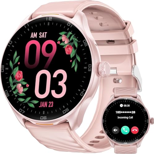 OUKITEL Reloj Inteligente Mujer Redondo, 1.39' HD Smartwatch Mujer con Llamadas Bluetooth, 100+ Modos Deportivos Smart Watch, SpO2/Pulsómetro/Monitor de Sueño, Impermeable IP68 para Android iOS