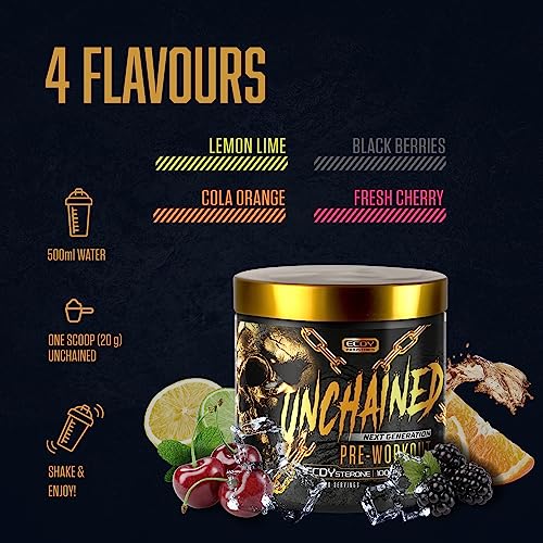 UNCHAINED® - Pre Workout Booster with Ecdysterone | 20 Servings (400g) with Caffeine | L-Arginine, L-Citrulin-Malate, Beta-Alanine + 14 Other Active Ingredients | 100% Focus & Energy | Lemon Lime - Image 6