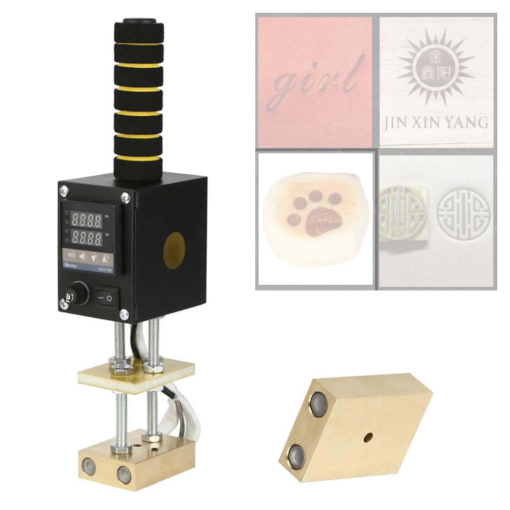 Máquina de estampado en caliente de mano, máquina de estampado de cuero de 300 W, prensa de calor digital, control digital de temperatura de hasta 500 °C, tamaño de la placa de calefacción: 5
