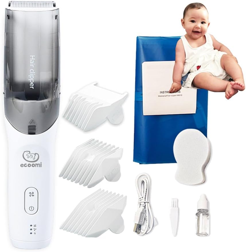 Baby Hair Clippers, Ultra Quiet Electric Vacuum Baby Clippers, Cordless Rechargeable Waterproof Haircut Kit for Kids & Men