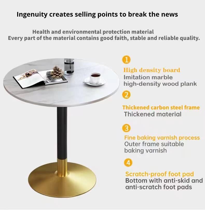 Miniatura 5 de Mesa auxiliar redonda dorada, mesa auxiliar de madera, mesa auxiliar redonda de madera pequeña con marco de metal de madera de estilo moderno para