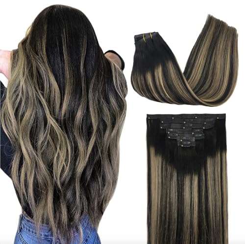 Image of GOO GOO Seamless Clip in Hair Extensions Real Human Hair Remy Extensions