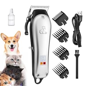 HyAdierTech Cortapelos Eléctrico Profesional para Mascotas, Cortapelos Perros Maquina de Cortar Pelo con 4 Peines Guía, Cortapelos para Mascotas de Bajo Ruido, Cortapelos Recargable para Perros