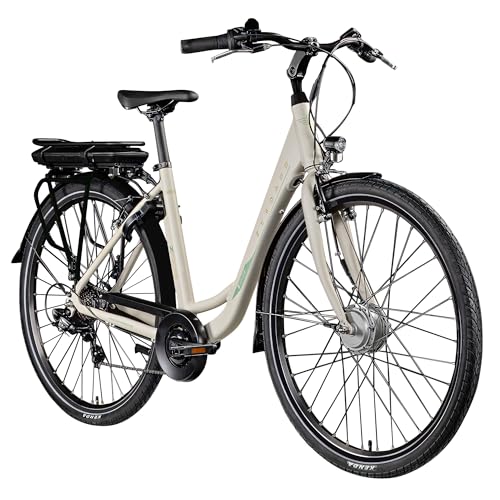 ZÜNDAPP Z503 28 Zoll Ebike Damen Fahrrad E City Bike Damenfahrrad Tiefeinsteiger Hollandrad mit Gangschaltung Fahrrad mit tiefem Einstieg Ebike (Antique White, 50 cm)