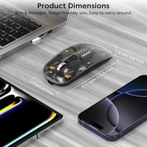Image of Sounce AeroClick Wireless Mouse with 1600 DPI Sensor, Silent Click Buttons, Smooth Scroll Wheel, Ergoomic Grip, Stable 2.4GHz Connectivity and 500mAh Rechargeable Battery for Daily Office Use (Black)