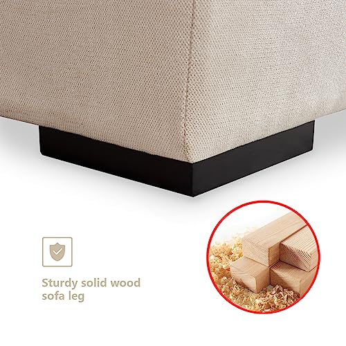 JURMALYN 99'' Modern Sectional Sofa Couch for Living Room L-Shape Sofa Couch, 3 Seater Cloud Sofa with Ottoman,Comfy Feather Sofa for Home Office, Fabric Beige
