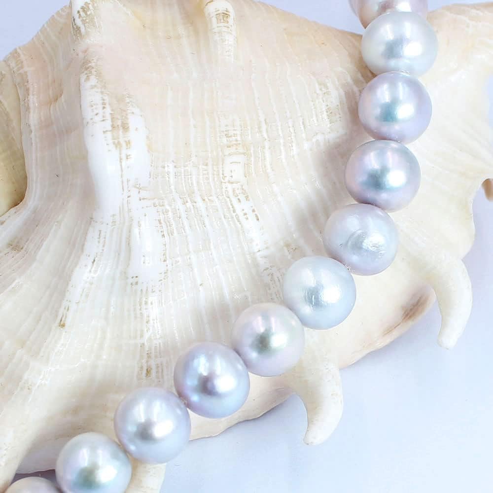 Natural 10-11mm Round 3A White Pink Purple Gray Freshwater Pearl Low Grade Gemstone Jewelry Making Loose Beads for Necklace Bracelet Earrings Strand 15" (Gray)